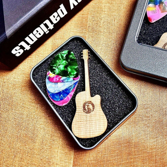 15pcs Celluloid Guitar Picks with Storage Box + 3pcs 0.46, 0.71, 0.96mm Picks