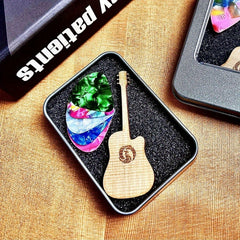 15pcs Celluloid Guitar Picks with Storage Box + 3pcs 0.46, 0.71, 0.96mm Picks