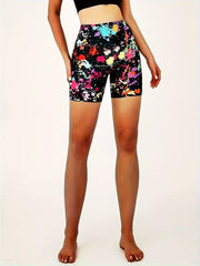 Colorful Print High Waist Biker Shorts for Women