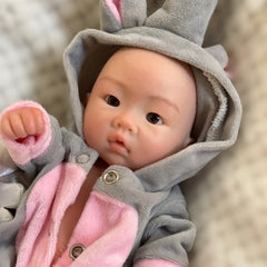 Realistic Newborn Baby Doll Pink Hoodie Soft Silicone Full Body Reborn Doll