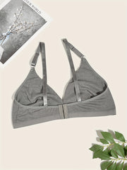 Plus Size Casual Bra Women's Plus Solid Wireless Medium Stretch Triangle Bra