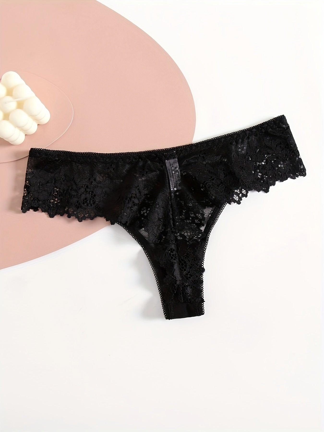 Solid Lace Drop Waist Panties Plus Size 3pcs