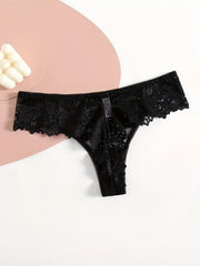 Solid Lace Drop Waist Panties Plus Size 3pcs