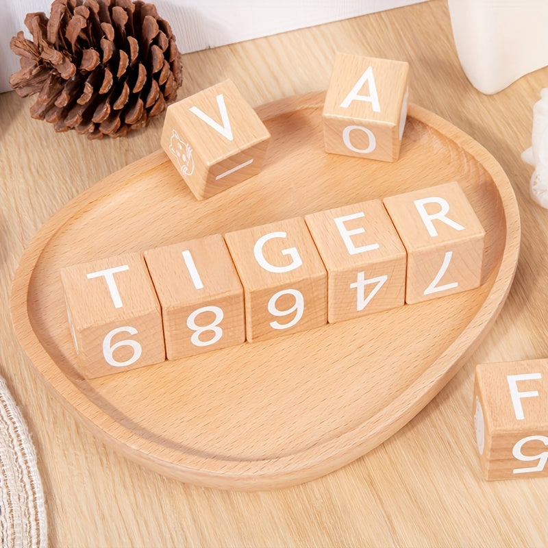 Wooden Alphabet Blocks Educational Toy for Learning ABCs Sensory Play