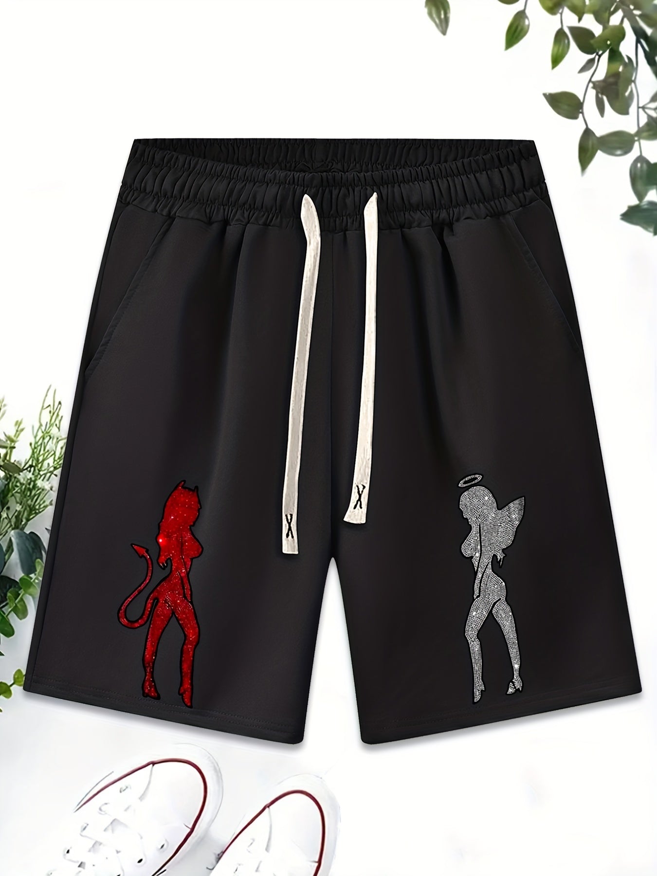 Warrior Pattern Comfy Shorts Men's Casual Elastic Waist Drawstring Shorts