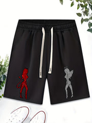 Warrior Pattern Comfy Shorts Men's Casual Elastic Waist Drawstring Shorts