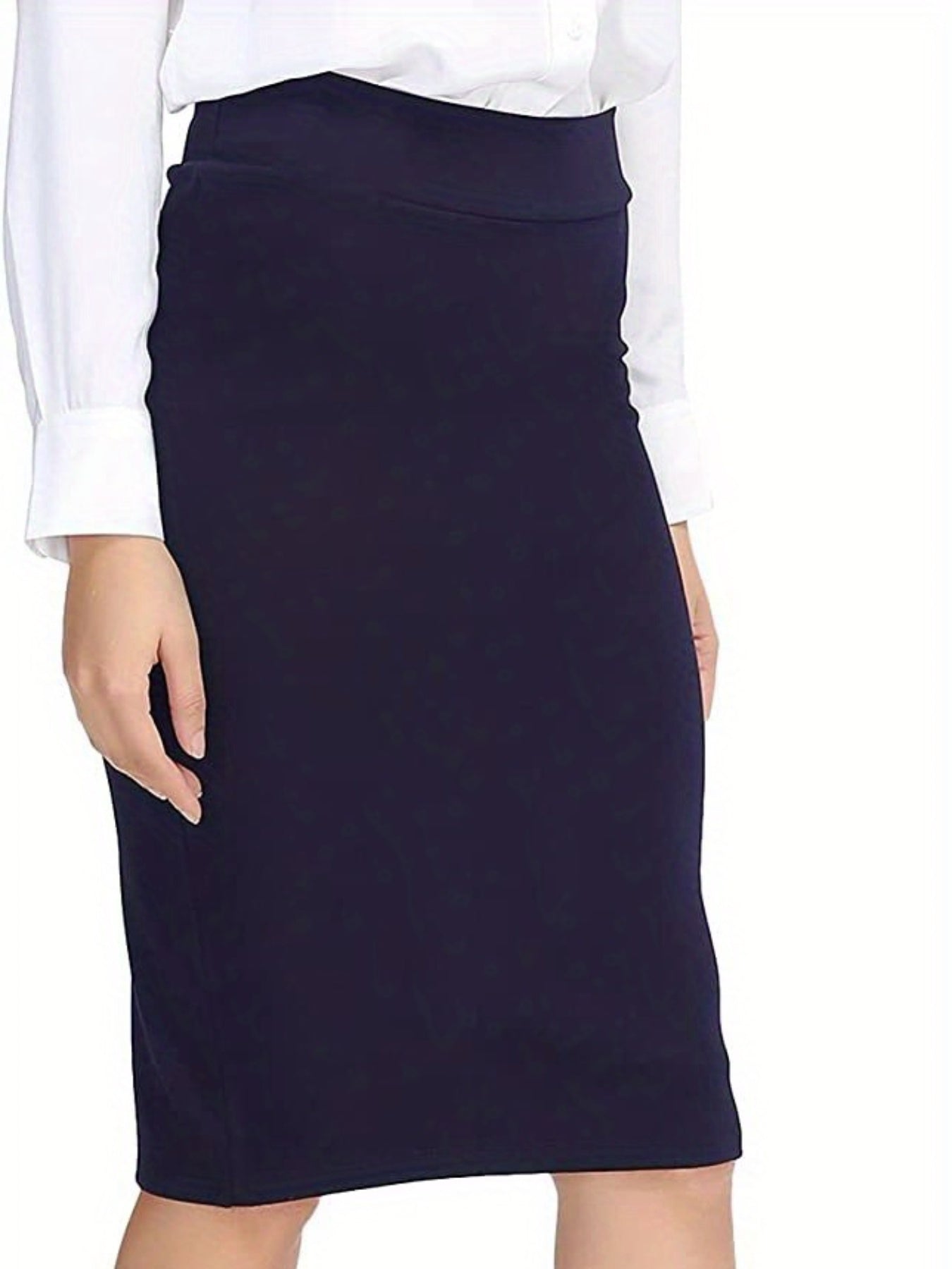 High Waist Pencil Skirt Solid Office Wear