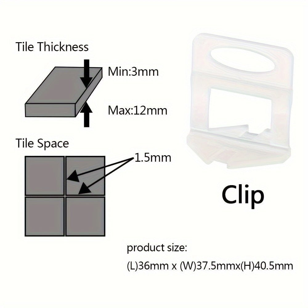 100pcs Tile Leveler Clamps Wedges Floor Tile Leveling System Clips