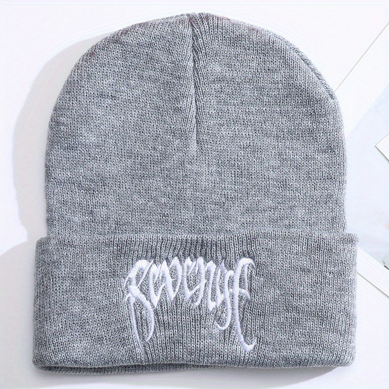 Men's Knit Beanie Hat Ski Cap Embroidered Warm Winter Hat