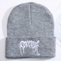 Men's Knit Beanie Hat Ski Cap Embroidered Warm Winter Hat