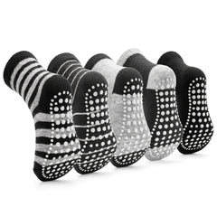 Kids Non Slip Striped Crew Socks, 5 Pairs
