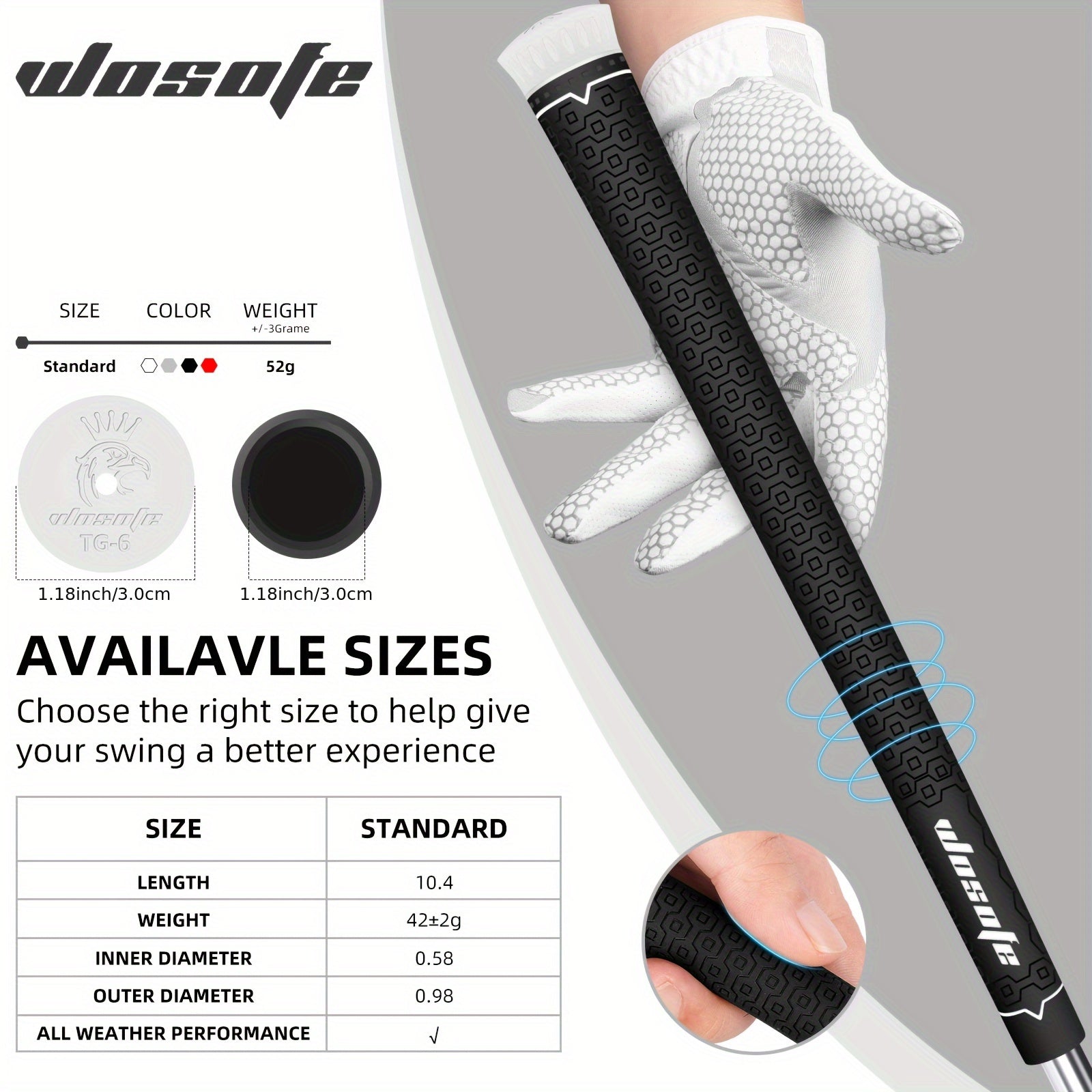 Durable Golf Rubber Putter Grips - Shockproof Training Accessory
