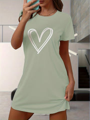 Heart Print Short Sleeve Nightdress