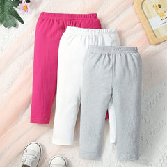 3pcs Cotton Comfortable Girls Long Pants Set Toddler Baby Stylish Trousers