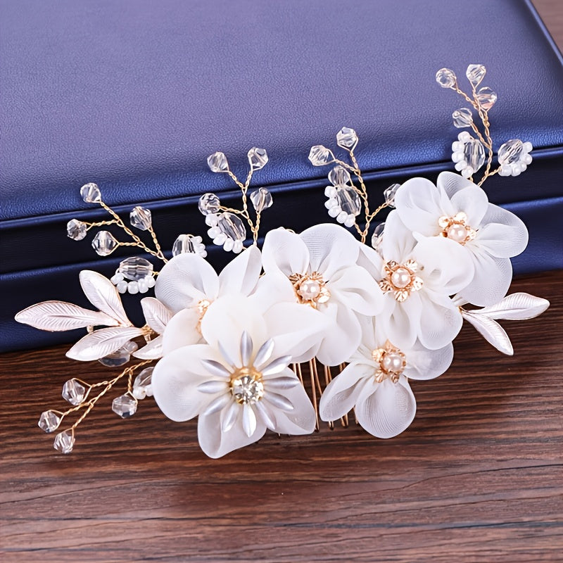 Bridal Hair Jewelry Hairpin Set Ceramic Flowers High Bridal Hair Jewelry
