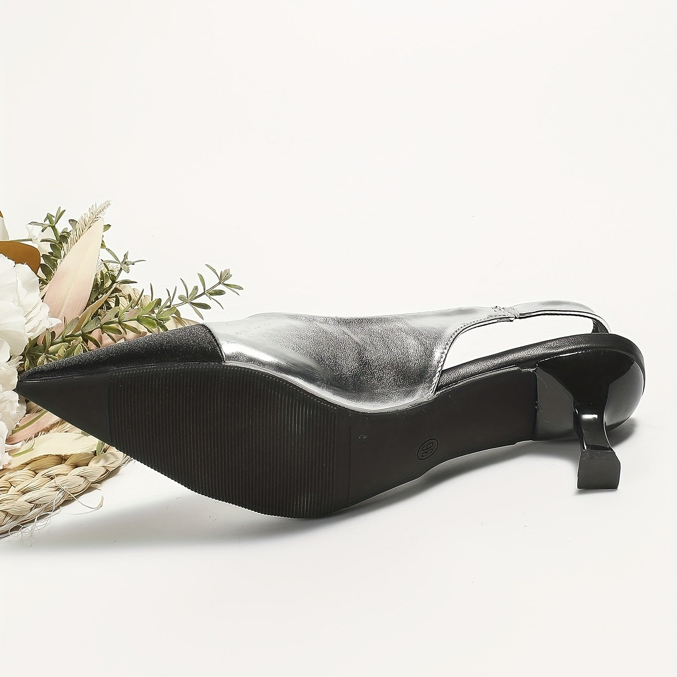 Women's Colorblock Kitten Heels Slingback Sandals