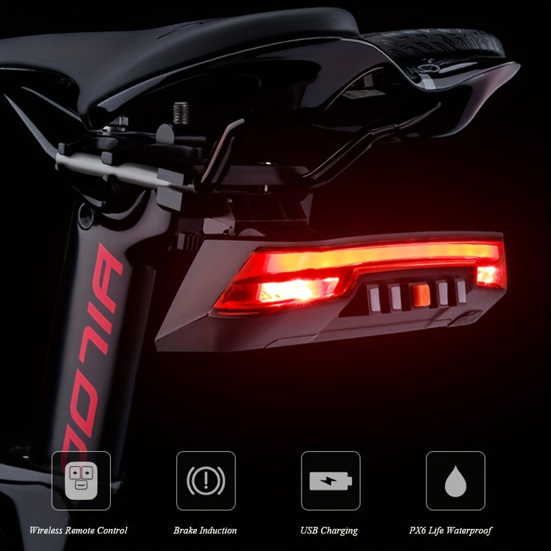 2000mAh Bike Rear Light USB Charging Bicycle Light Induction Brake Tail Light