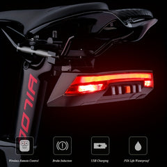 2000mAh Bike Rear Light USB Charging Bicycle Light Induction Brake Tail Light