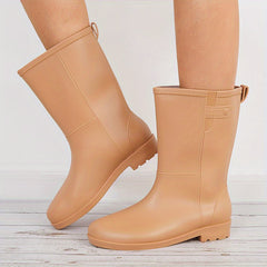 Women's Solid Rain Boots Waterproof Outdoor Boots