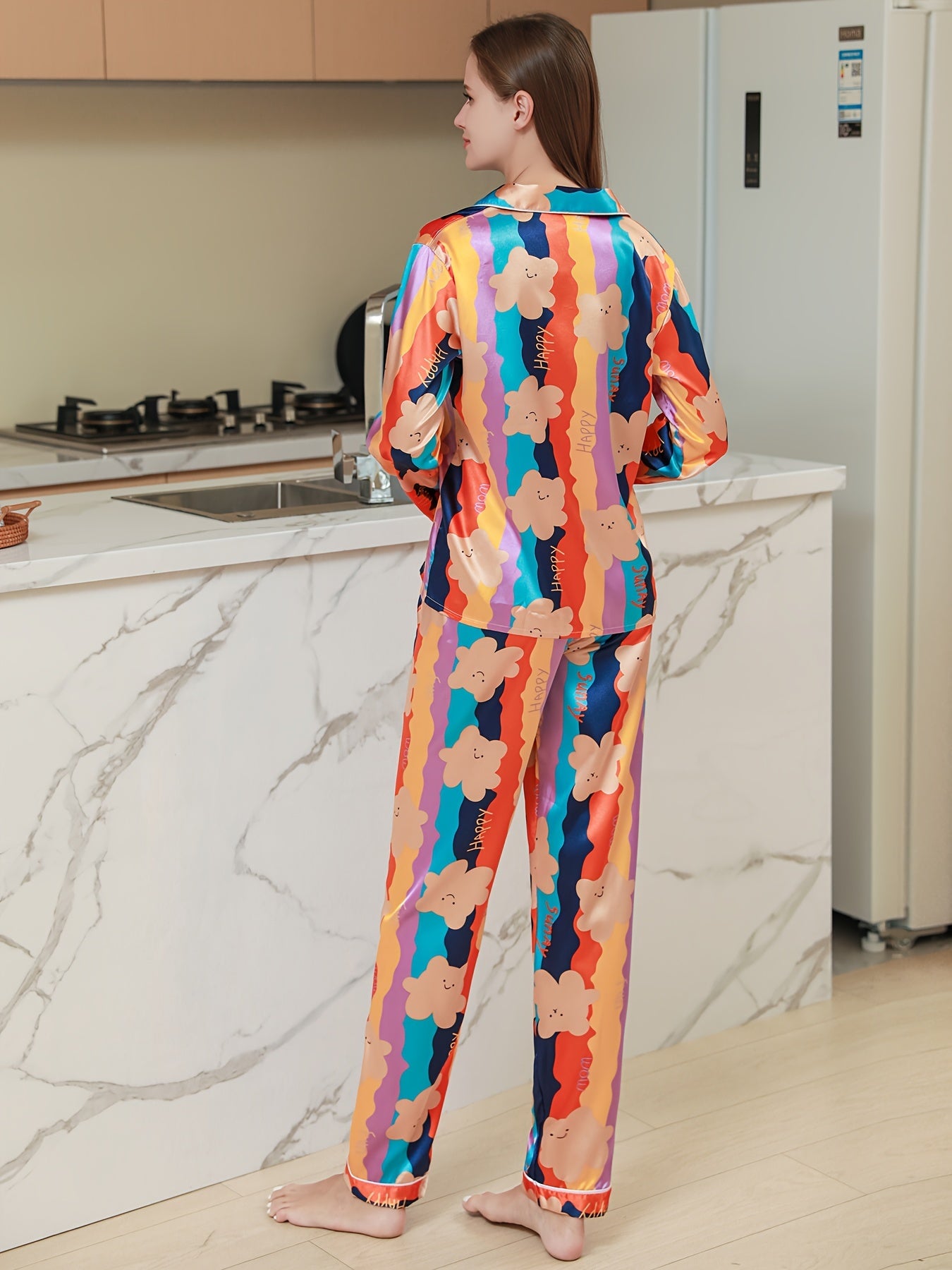 Bear Colorblock Pajama Set Top & Pants