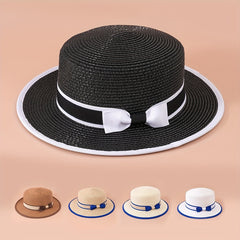 Double Flat Top Jazz Fedora Straw Hat for Women