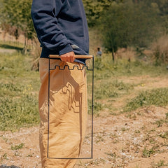 Foldable Portable Outdoor Garbage Rack with Wooden Handle