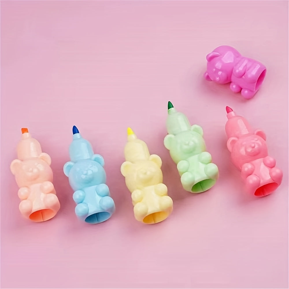 5-Color Bear Marker Pen Set for Creative Doodling & Projects