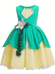 Girls Teen Lace Trim Sleeveless Dress for Performance Party