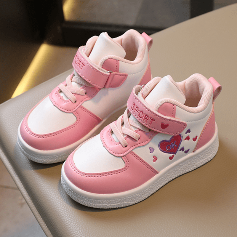 Girls Heart Graphic Print Sneakers No Tie Kids Casual Outdoor Shoes