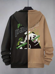 Men's Panda Cartoon Hooded Jacket Casual Zipper Hoodies for Spring Fall