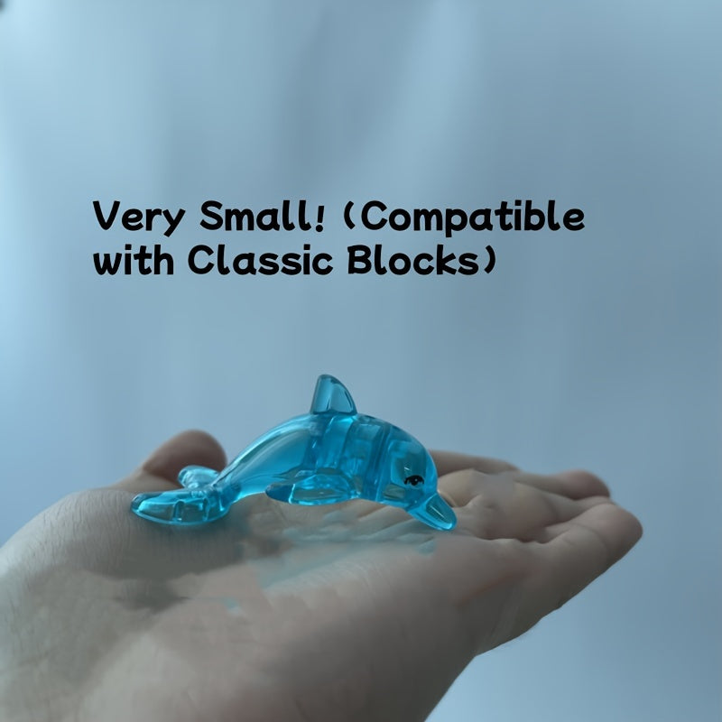 5pcs Mini Dolphin Building Blocks Translucent Marine Animal DIY Ocean Th