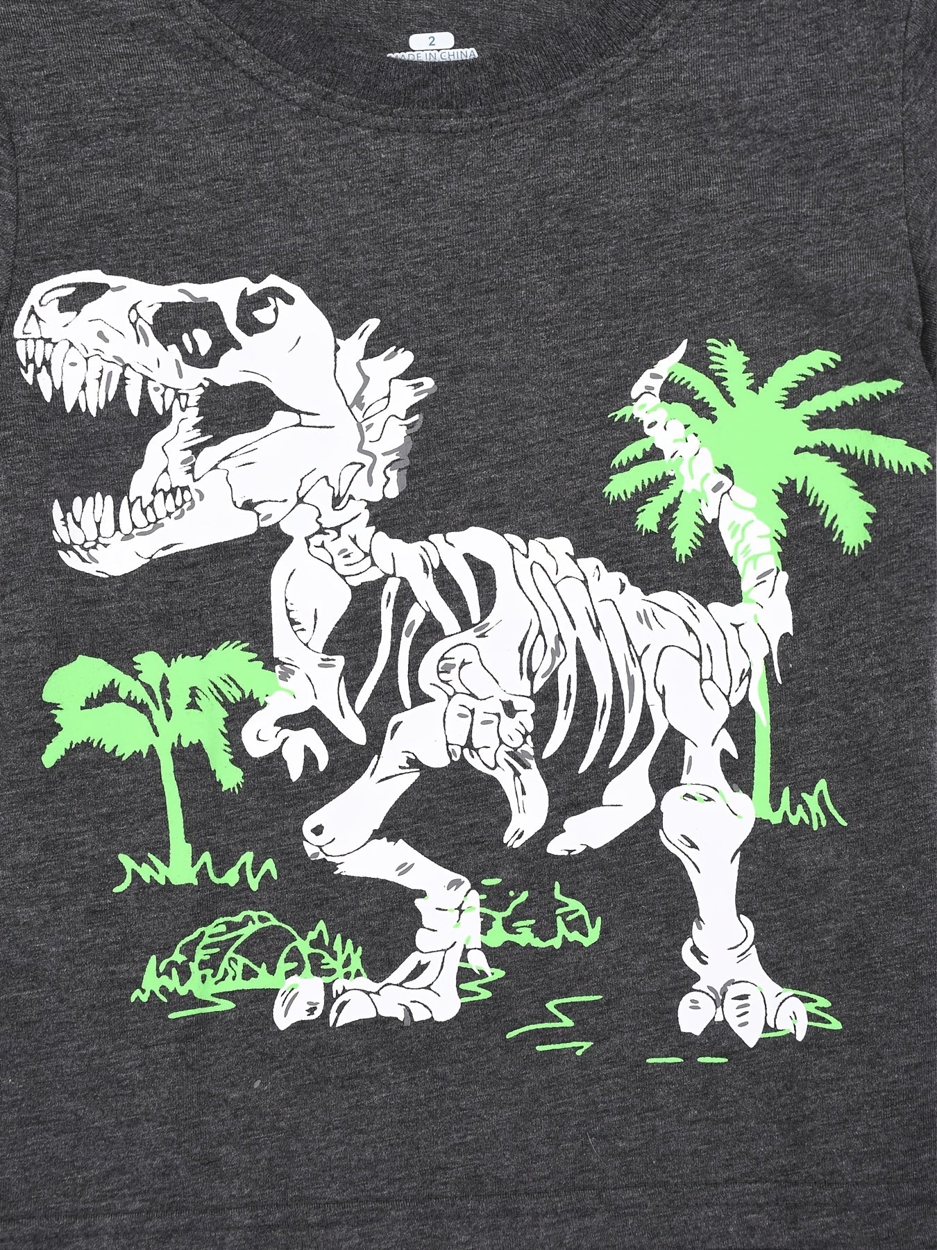 Boys Dino Skull Pajama Set Short Sleeves Crew Neck Homewear