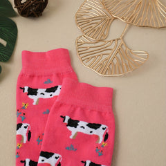 Cow Print Crew Socks - Women's Stockings