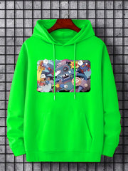 Men's Cartoon Graphic Hoodie Casual Drawstring Hooded Sweatshirt