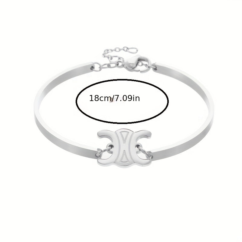 Golden Sliver Arc Bangle Bracelet For Girls