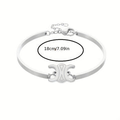 Golden Sliver Arc Bangle Bracelet For Girls
