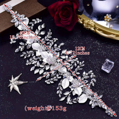 Rhinestone Decorative Hair Band With Alloy Leaves Stylish Headwear