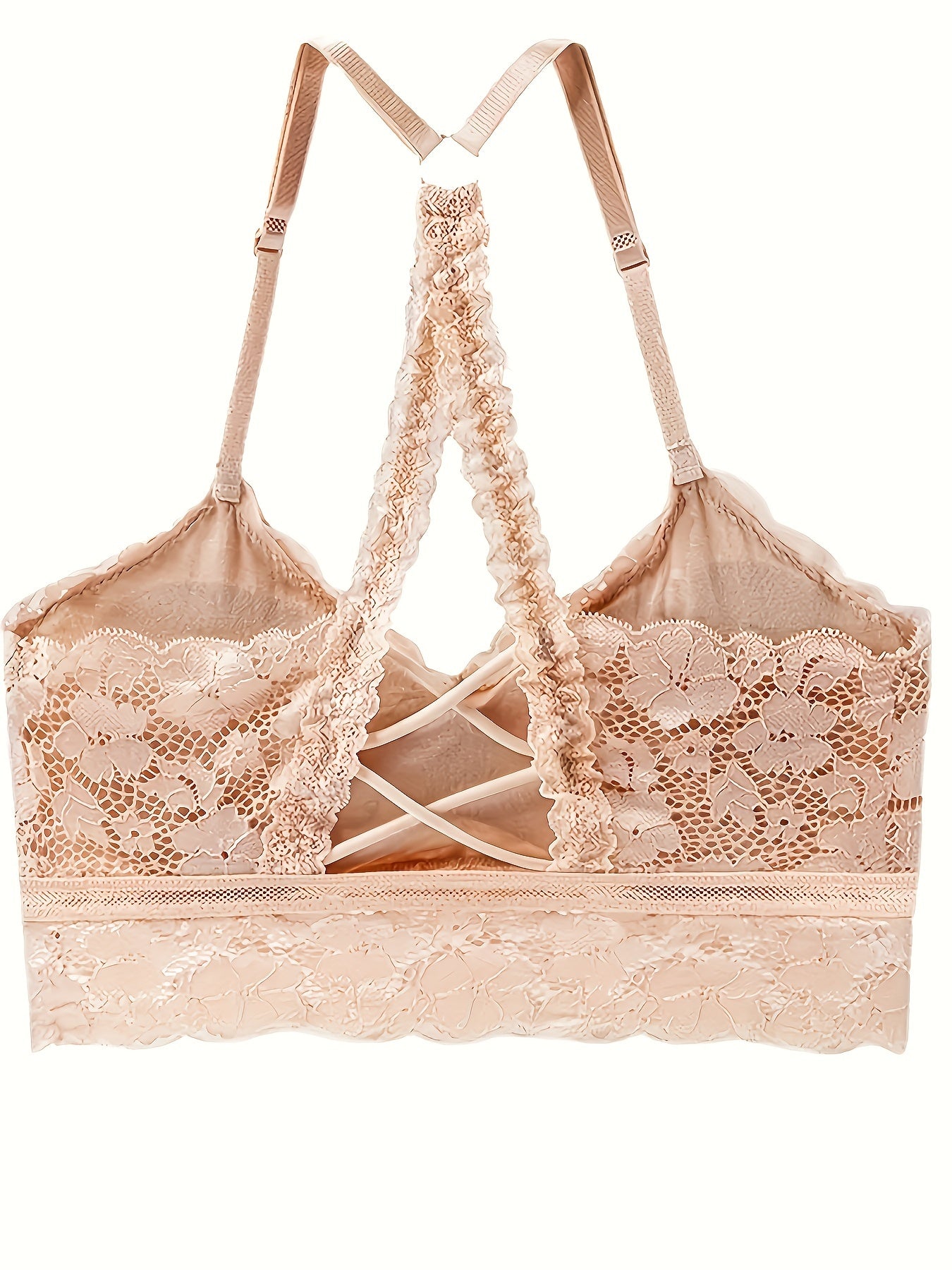 Floral Lace Wireless Push Up Bra Halter Neck Lingerie