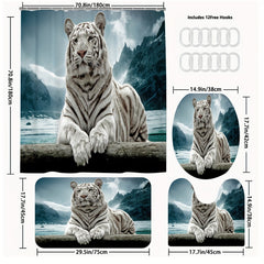 3D Digital Printing Bathroom Shower Curtain Waterproof Multifunctional Curtain