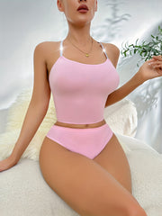 Ribbed Bra & Panties Lingerie Set