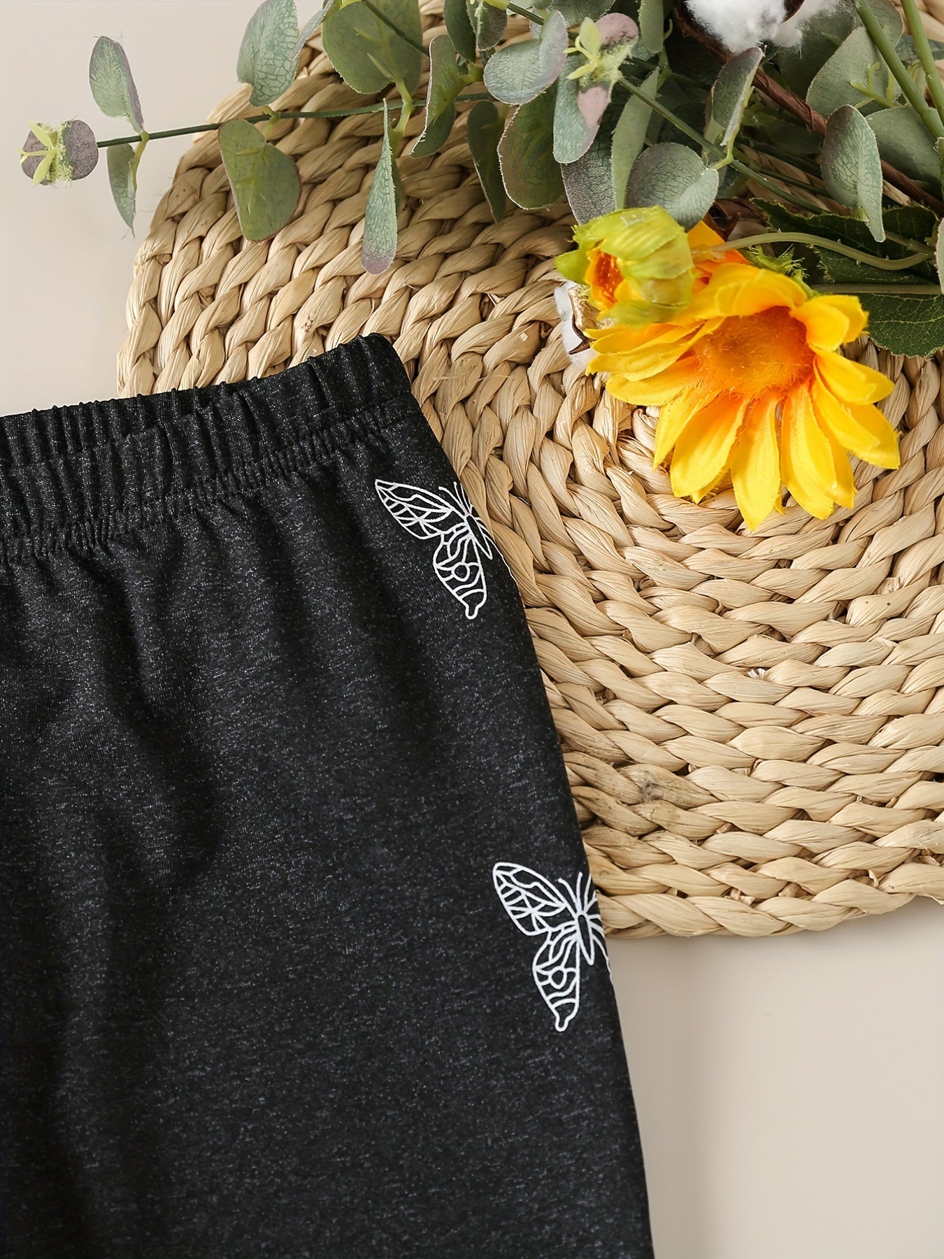 Girls' Butterfly Print Short Leggings for Summer