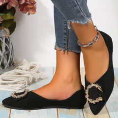 Women's Metal Decor Flat Shoes Point Toe Dress Shoes