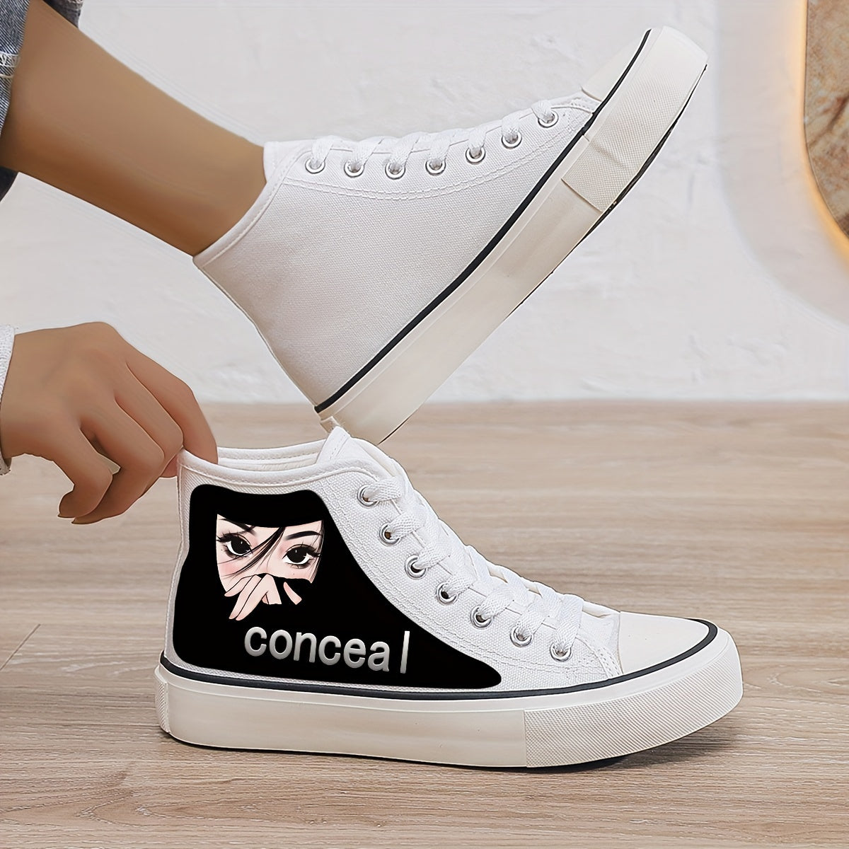 Anime Girl Plush Lined Thermal Canvas High Top Sneakers