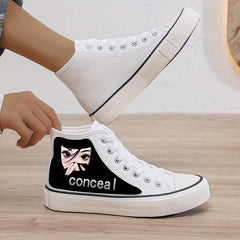 Anime Girl Plush Lined Thermal Canvas High Top Sneakers