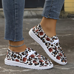 Leopard Rugby Pattern Flat Shoes Women Slip On Casual Shoes Lightweight Soft Com