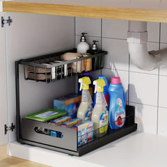2 Tier Sliding Cabinet Basket Organizer