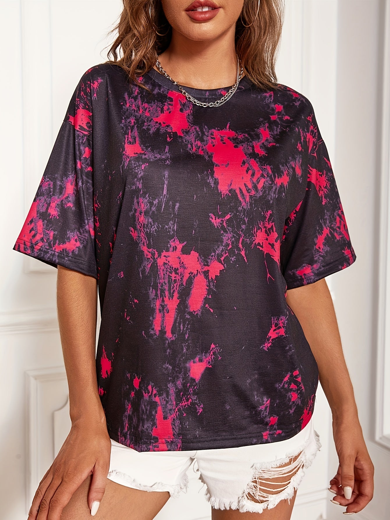 Tie Dye T-shirt Short Sleeve Casual Tee Women's Tops