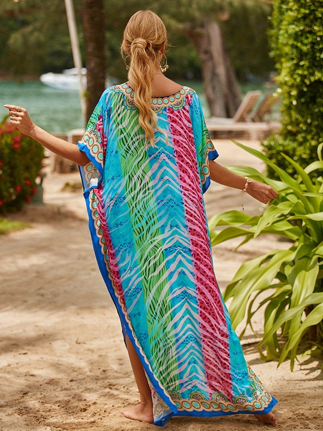 African Ethnic Print Boho Cover Up Dress