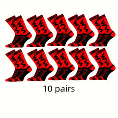 10 Pairs Men's Mid Crew Sport Socks Sweat Absorbing Nylon Blend Comfy Breathable