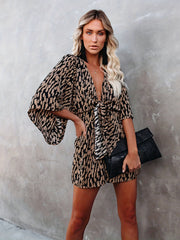 Plunging Loose Summer Romper Women's Clothing